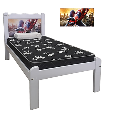 CAMA SOLTEIRO ANITA BRANCA HOMEM ARANHA + GRADE COD 675.002